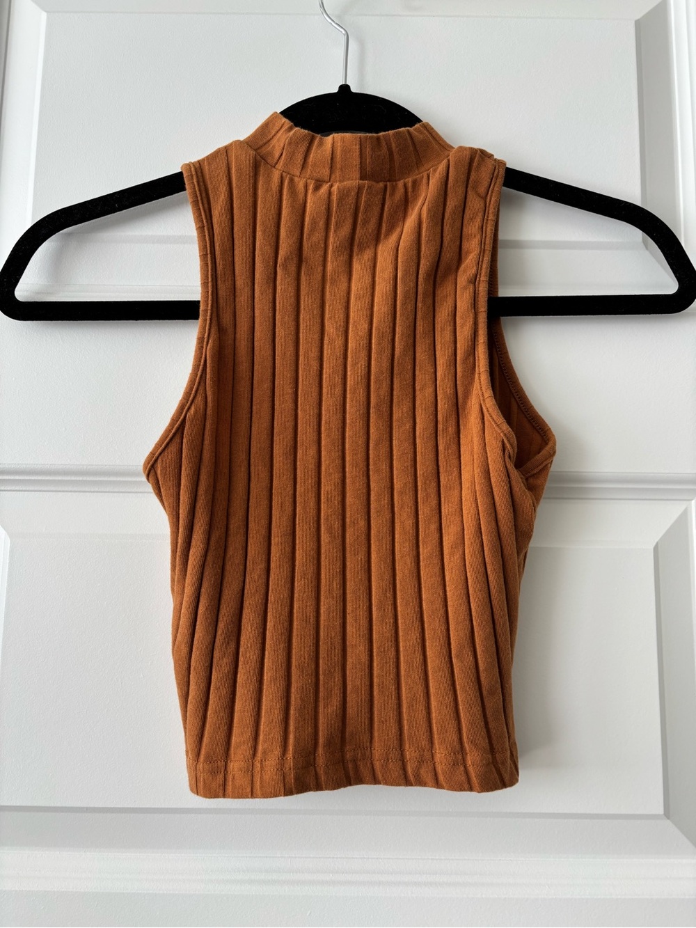 SHEIN M Rust Ribbed Sleeveless Mockneck Top Knit Casual Size M - Picture 2 of 5